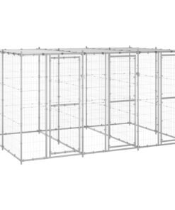 Chenil extérieur Acier galvanisé avec toit 7,26 m²