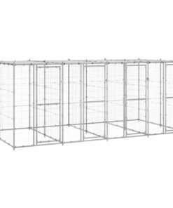 Chenil extérieur Acier galvanisé avec toit 9,68 m²