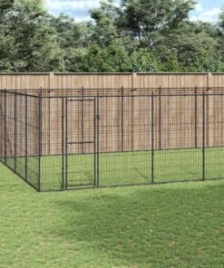 Chenil d'extérieur pour chiens Acier 43,56 m²