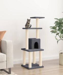Arbre à chat avec griffoirs en sisal Gris foncé 105 cm