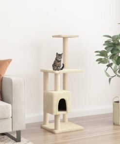 Arbre à chat avec griffoirs en sisal Crème 104 cm