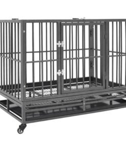 Cage pour chiens avec roues Acier 92x62x76 cm