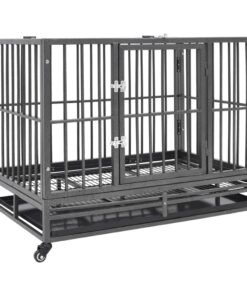 Cage pour chien avec roues et toit Acier 102x72x85 cm
