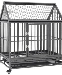 Cage pour chien avec roues et toit Acier 92x62x106 cm