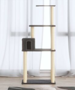 Arbre à chat avec griffoirs en sisal Gris foncé 147 cm