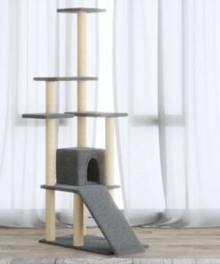 Arbre à chat avec griffoirs en sisal Gris clair 155 cm