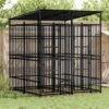 Chenil d'extérieur avec toit pour chiens Acier 3,69 m²