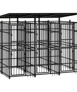 Alternative view of Chenil d'extérieur avec toit pour chiens Acier 5,53 m²