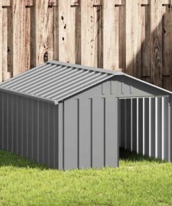 Niche pour chien Gris 116,5x153x81,5 cm Acier galvanisé
