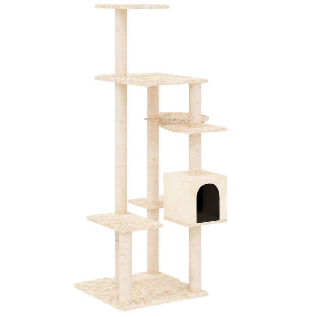 Arbre à chat avec griffoirs en sisal Crème 142 cm – Image 2