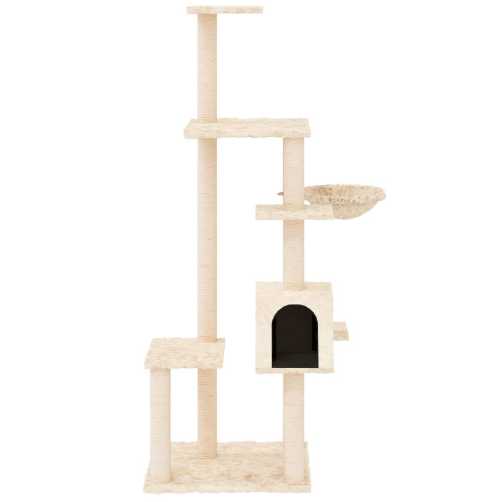Arbre à chat avec griffoirs en sisal Crème 142 cm – Image 3