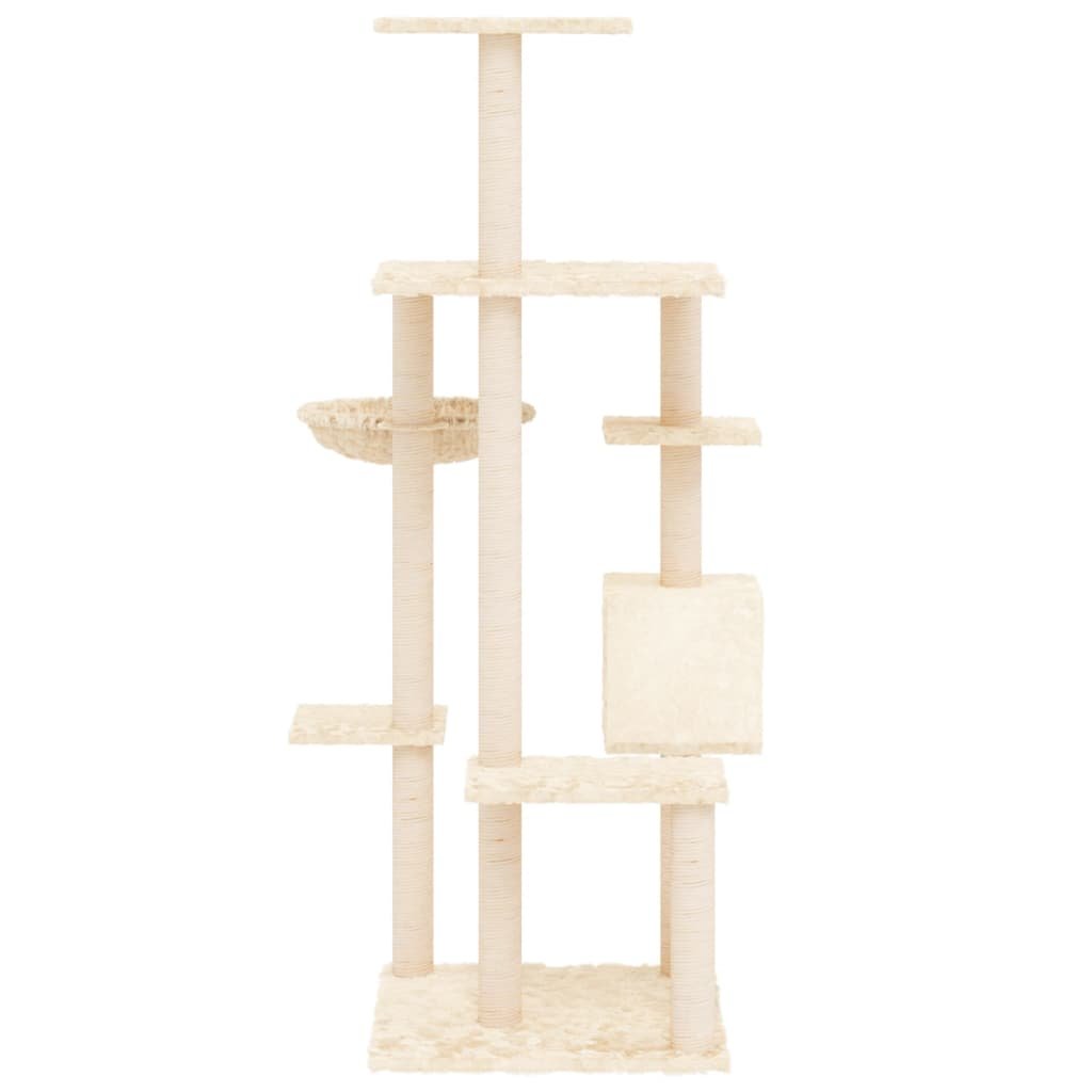 Arbre à chat avec griffoirs en sisal Crème 142 cm – Image 4