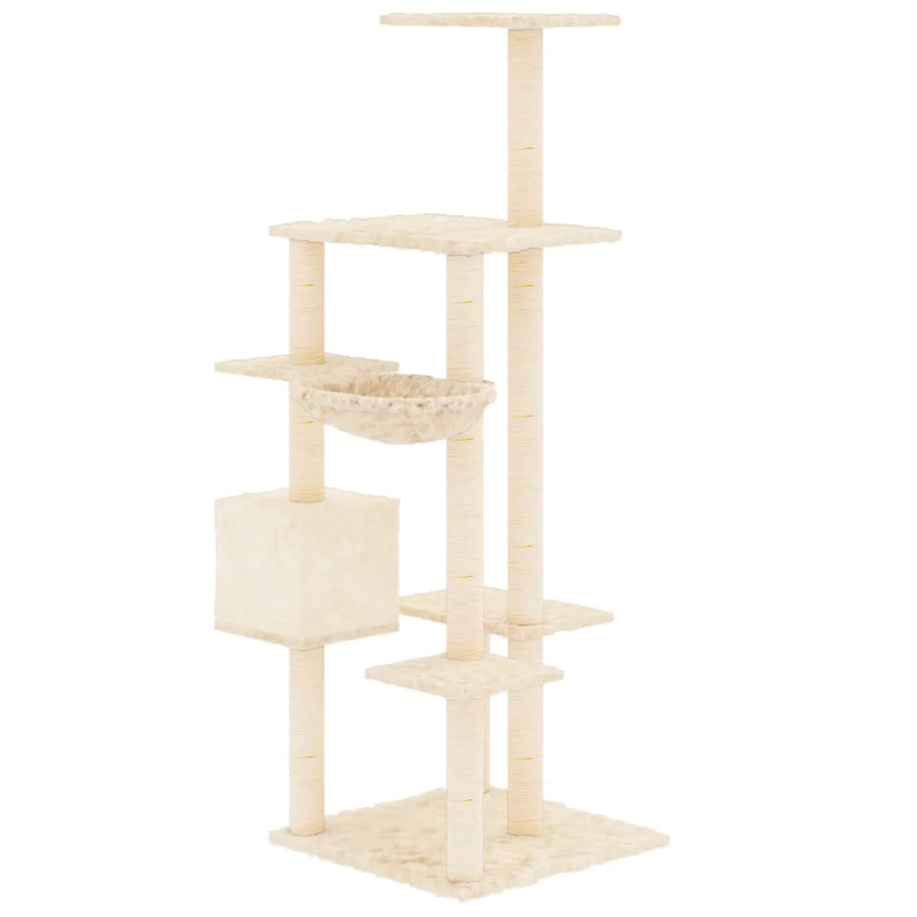 Arbre à chat avec griffoirs en sisal Crème 142 cm – Image 5