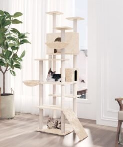 Arbre à chat avec griffoirs en sisal Crème 191 cm
