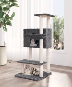 Arbre à chat avec griffoirs en sisal Gris foncé 108,5 cm