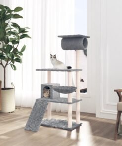 Arbre à chat avec griffoirs en sisal Gris clair 131 cm