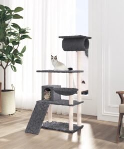 Arbre à chat avec griffoirs en sisal Gris foncé 131 cm