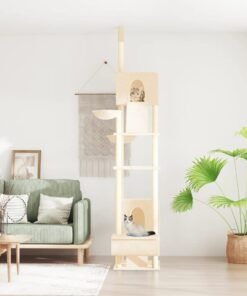 Arbre à chat du sol au plafond Crème 277-303 cm