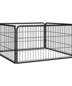 Parc pour chien 4 panneaux Noir 100x50cm Acier enduit de poudre