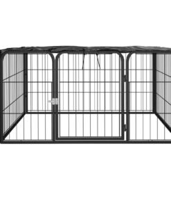 Alternative view of Parc pour chien 4 panneaux Noir 100x50cm Acier enduit de poudre