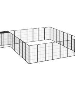 Parc pour chien 34panneaux Noir 50x100cm Acier enduit de poudre