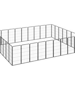 Parc pour chien 32panneaux Noir 50x100cm Acier enduit de poudre