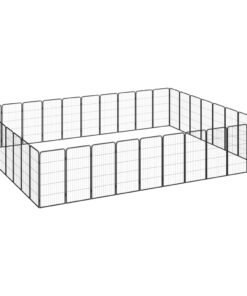 Parc pour chien 36panneaux Noir 50x100cm Acier enduit de poudre