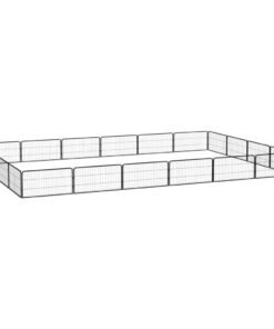 Parc pour chien 20panneaux Noir 100x50cm Acier enduit de poudre