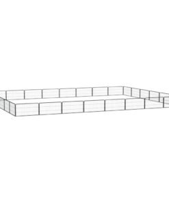 Parc pour chien 28panneaux Noir 100x50cm Acier enduit de poudre