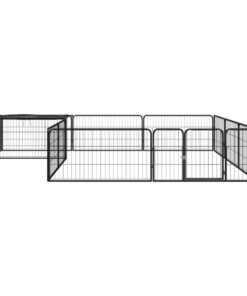 Alternative view of Parc pour chien 12panneaux Noir 100x50cm Acier enduit de poudre