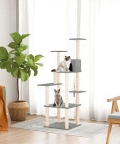 Arbre à chat avec griffoirs en sisal Gris clair 153 cm