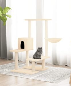 Arbre à chat avec griffoirs en sisal Crème 94,5 cm