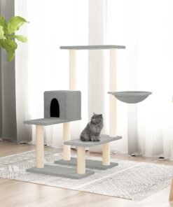 Arbre à chat avec griffoirs en sisal Gris clair 94,5 cm