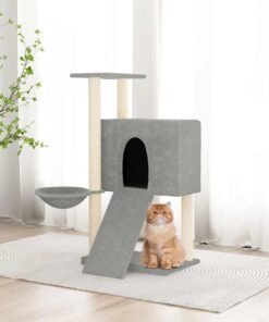 Arbre à chat avec griffoirs en sisal Gris clair 96 cm