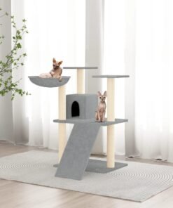 Arbre à chat avec griffoirs en sisal Gris clair 83 cm