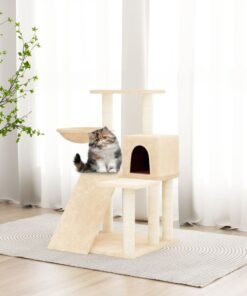 Arbre à chat avec griffoirs en sisal Crème 82 cm