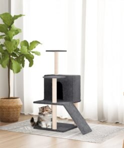 Arbre à chat avec griffoirs en sisal Gris foncé 82 cm