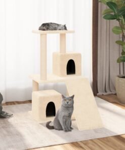Arbre à chat avec griffoirs en sisal Crème 82 cm