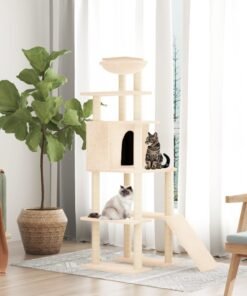 Arbre à chat avec griffoirs en sisal Crème 166 cm