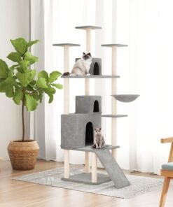 Arbre à chat avec griffoirs en sisal Gris clair 175 cm