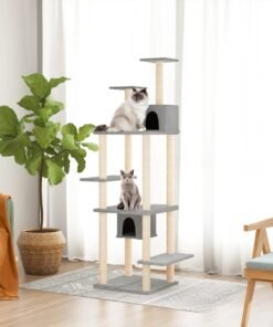 Arbre à chat avec griffoirs en sisal Gris clair 176 cm