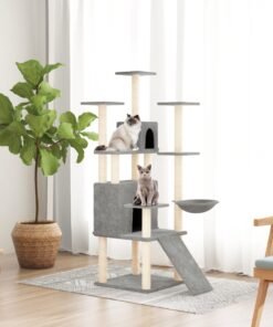 Arbre à chat avec griffoirs en sisal Gris clair 154 cm