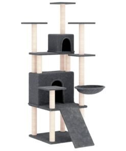 Alternative view of Arbre à chat avec griffoirs en sisal Gris foncé 154 cm