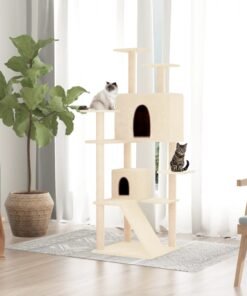 Arbre à chat avec griffoirs en sisal Crème 153 cm