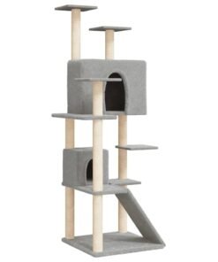 Alternative view of Arbre à chat avec griffoirs en sisal Gris clair 153 cm