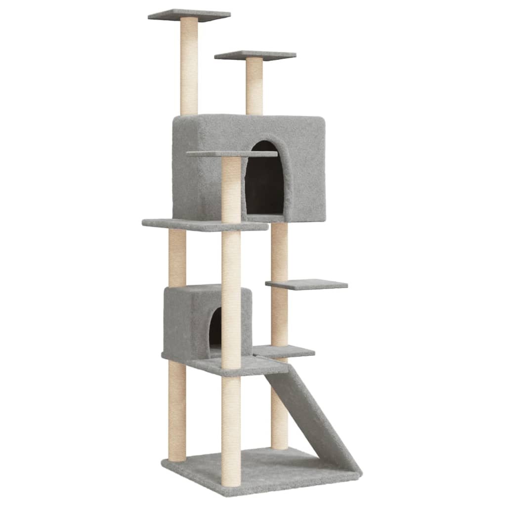 Arbre à chat avec griffoirs en sisal Gris clair 153 cm – Image 2