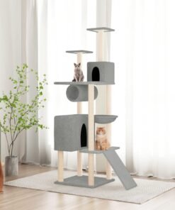 Arbre à chat avec griffoirs en sisal Gris clair 168 cm