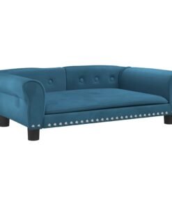 Alternative view of Lit pour chien bleu 95x55x30 cm velours