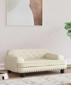 Lit pour chien crème 70x45x30 cm similicuir