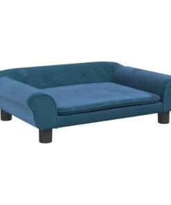 Alternative view of Lit pour chien bleu 70x48x22 cm velours